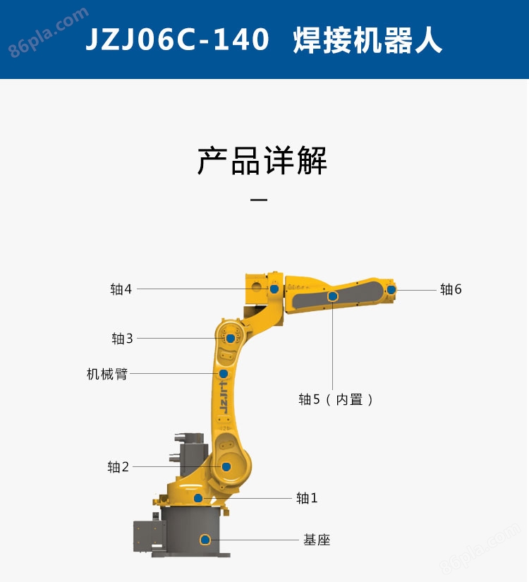 九众九机器人有限公司JZJ06C-140 6公斤六轴弧焊机械手臂 工业焊机机器人